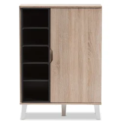 Baxton Studio Storage Cabinets<Adelina 41" High 1-Door Shoe Cabinet, Light Brown (2633-7710-STPL)