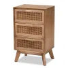 Baxton Studio Storage Cabinets<Baden 26" High 3-Drawer Nightstand, Natural Brown and Walnut Brown (201-12259-HiT)