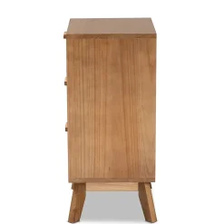 Baxton Studio Storage Cabinets<Baden 26" High 3-Drawer Nightstand, Natural Brown and Walnut Brown (201-12259-HiT)