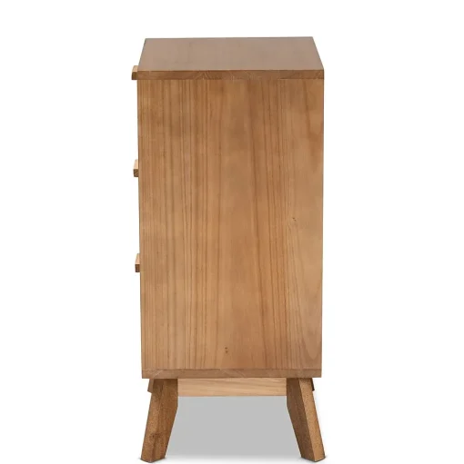 Baxton Studio Storage Cabinets<Baden 26" High 3-Drawer Nightstand, Natural Brown and Walnut Brown (201-12259-HiT)