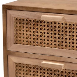 Baxton Studio Storage Cabinets<Baden 26" High 3-Drawer Nightstand, Natural Brown and Walnut Brown (201-12259-HiT)