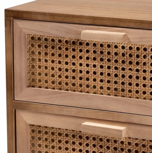 Baxton Studio Storage Cabinets<Baden 26" High 3-Drawer Nightstand, Natural Brown and Walnut Brown (201-12259-HiT)
