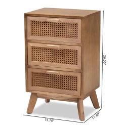 Baxton Studio Storage Cabinets<Baden 26" High 3-Drawer Nightstand, Natural Brown and Walnut Brown (201-12259-HiT)