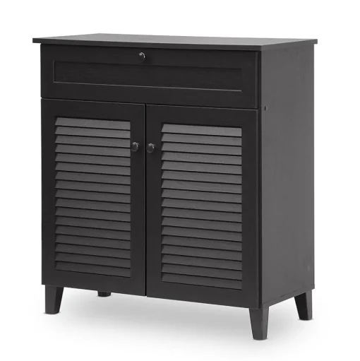 Baxton Studio Storage Cabinets<Calvin 30.75'' W x 14.63'' D Storage Cabinet, Dark Brown (5305-STPL)
