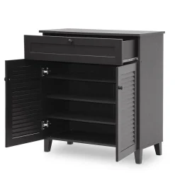 Baxton Studio Storage Cabinets<Calvin 30.75'' W x 14.63'' D Storage Cabinet, Dark Brown (5305-STPL)