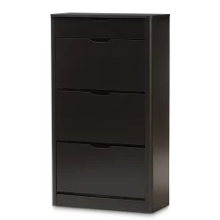 Baxton Studio Storage Cabinets<Cayla 47" High Shoe Cabinet, Black (2633-7712-STPL)