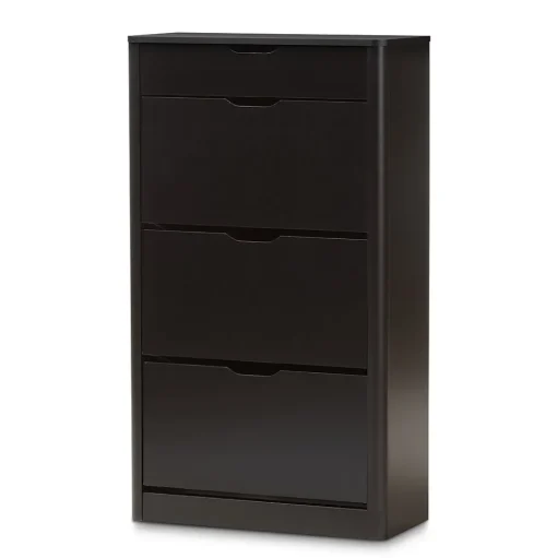 Baxton Studio Storage Cabinets<Cayla 47" High Shoe Cabinet, Black (2633-7712-STPL)