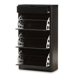 Baxton Studio Storage Cabinets<Cayla 47" High Shoe Cabinet, Black (2633-7712-STPL)