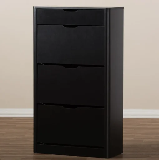 Baxton Studio Storage Cabinets<Cayla 47" High Shoe Cabinet, Black (2633-7712-STPL)