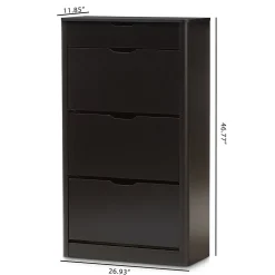 Baxton Studio Storage Cabinets<Cayla 47" High Shoe Cabinet, Black (2633-7712-STPL)