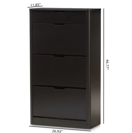 Baxton Studio Storage Cabinets<Cayla 47" High Shoe Cabinet, Black (2633-7712-STPL)