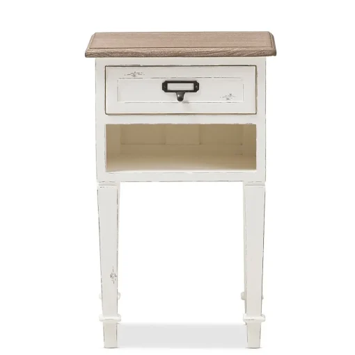 Baxton Studio Storage Cabinets<Dauphine 26" High 1-Drawer Nightstand, White (2633-7575-STPL)