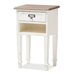 Baxton Studio Storage Cabinets<Dauphine 26" High 1-Drawer Nightstand, White (2633-7575-STPL)