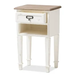 Baxton Studio Storage Cabinets<Dauphine 26" High 1-Drawer Nightstand, White (2633-7575-STPL)