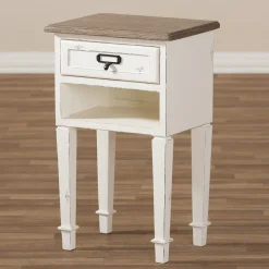 Baxton Studio Storage Cabinets<Dauphine 26" High 1-Drawer Nightstand, White (2633-7575-STPL)