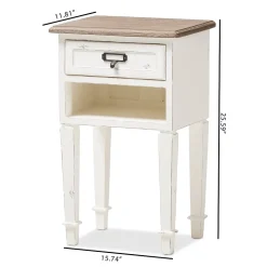 Baxton Studio Storage Cabinets<Dauphine 26" High 1-Drawer Nightstand, White (2633-7575-STPL)