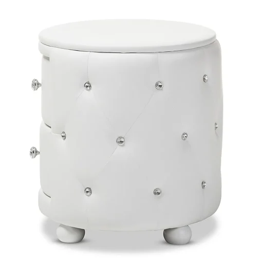 Baxton Studio Storage Cabinets<Davina 19.31" High 2-Drawer Nightstand, White (122-6755-HiT)