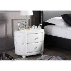 Baxton Studio Storage Cabinets<Davina 19.31" High 2-Drawer Nightstand, White (122-6755-HiT)