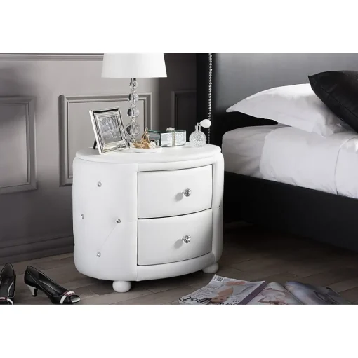 Baxton Studio Storage Cabinets<Davina 19.31" High 2-Drawer Nightstand, White (122-6755-HiT)