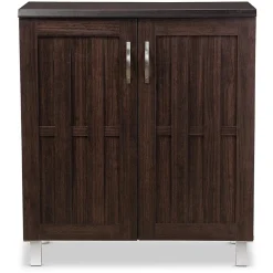 Baxton Studio Storage Cabinets<Excel 35.1" High 2-Shelf Storage Cabinet, Dark Brown (119-6498-HiT)