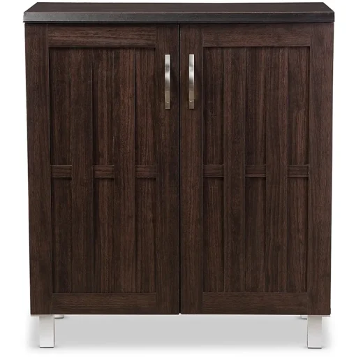 Baxton Studio Storage Cabinets<Excel 35.1" High 2-Shelf Storage Cabinet, Dark Brown (119-6498-HiT)