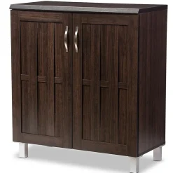 Baxton Studio Storage Cabinets<Excel 35.1" High 2-Shelf Storage Cabinet, Dark Brown (119-6498-HiT)