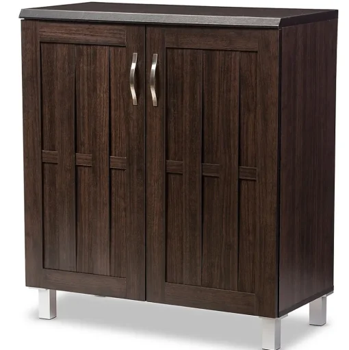 Baxton Studio Storage Cabinets<Excel 35.1" High 2-Shelf Storage Cabinet, Dark Brown (119-6498-HiT)