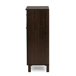 Baxton Studio Storage Cabinets<Felda 35" High Wood Shoe Cabinet with Three Shelves, Dark Brown (2633-6497-STPL)