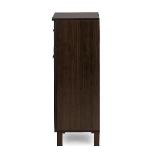 Baxton Studio Storage Cabinets<Felda 35" High Wood Shoe Cabinet with Three Shelves, Dark Brown (2633-6497-STPL)