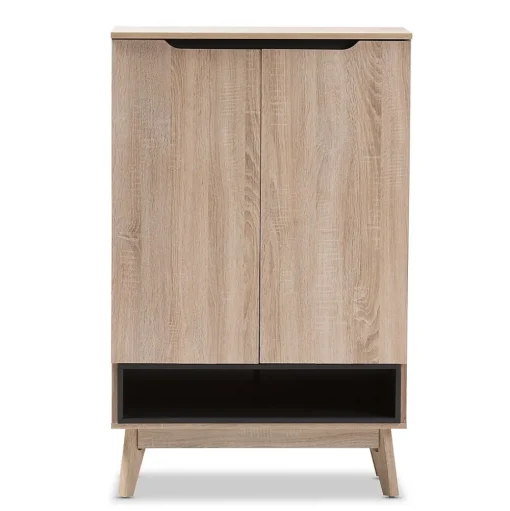 Baxton Studio Storage Cabinets<Fella 46" High Shoe Cabinet, Light Brown (2633-7705-STPL)