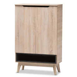 Baxton Studio Storage Cabinets<Fella 46" High Shoe Cabinet, Light Brown (2633-7705-STPL)