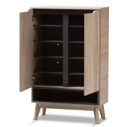 Baxton Studio Storage Cabinets<Fella 46" High Shoe Cabinet, Light Brown (2633-7705-STPL)