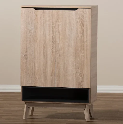 Baxton Studio Storage Cabinets<Fella 46" High Shoe Cabinet, Light Brown (2633-7705-STPL)