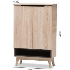 Baxton Studio Storage Cabinets<Fella 46" High Shoe Cabinet, Light Brown (2633-7705-STPL)