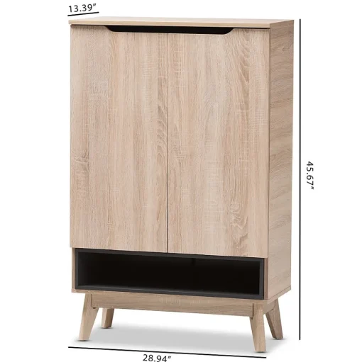 Baxton Studio Storage Cabinets<Fella 46" High Shoe Cabinet, Light Brown (2633-7705-STPL)