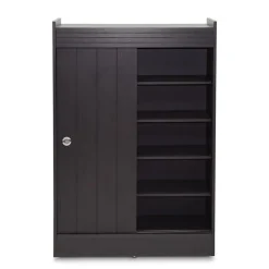 Baxton Studio Storage Cabinets<Francois 45" High Wood Shoe-Rack Cabinet with Four Shelves, Espresso (2633-5377-STPL)