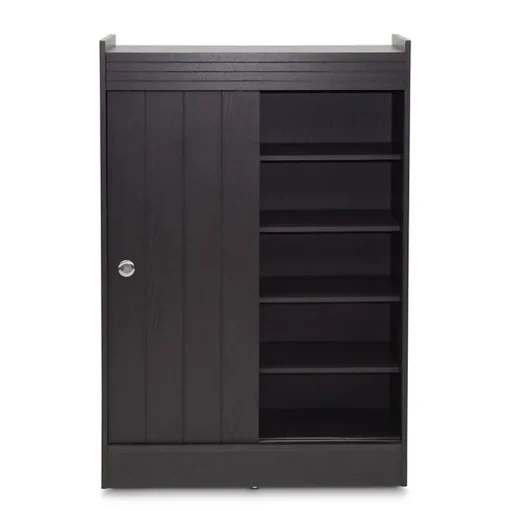Baxton Studio Storage Cabinets<Francois 45" High Wood Shoe-Rack Cabinet with Four Shelves, Espresso (2633-5377-STPL)