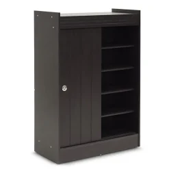 Baxton Studio Storage Cabinets<Francois 45" High Wood Shoe-Rack Cabinet with Four Shelves, Espresso (2633-5377-STPL)