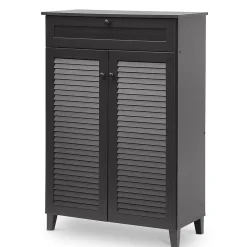 Baxton Studio Storage Cabinets<Harding 30.75'' W x 14.63'' D Storage Cabinet, Dark Brown (5306-STPL)