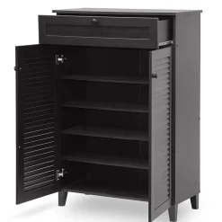 Baxton Studio Storage Cabinets<Harding 30.75'' W x 14.63'' D Storage Cabinet, Dark Brown (5306-STPL)