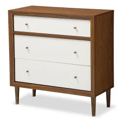 Baxton Studio Storage Cabinets<Harlow 35.14'' W x 16.3'' D Storage Cabinet, Brown and White (6782-STPL)