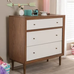 Baxton Studio Storage Cabinets<Harlow 35.14'' W x 16.3'' D Storage Cabinet, Brown and White (6782-STPL)