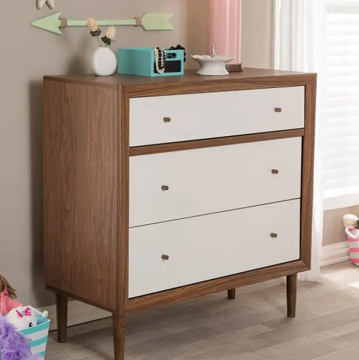 Baxton Studio Storage Cabinets<Harlow 35.14'' W x 16.3'' D Storage Cabinet, Brown and White (6782-STPL)