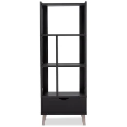 Baxton Studio Bookcases<Kalien 23.01'' W x 15.21'' D Bookshelf, Dark Brown (6465-STPL)