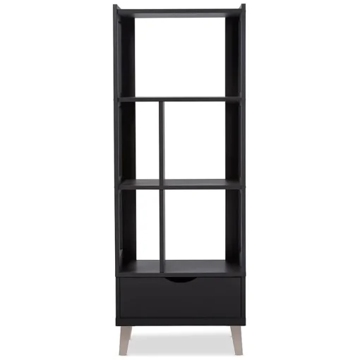 Baxton Studio Bookcases<Kalien 23.01'' W x 15.21'' D Bookshelf, Dark Brown (6465-STPL)