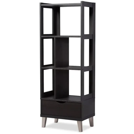Baxton Studio Bookcases<Kalien 23.01'' W x 15.21'' D Bookshelf, Dark Brown (6465-STPL)