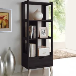 Baxton Studio Bookcases<Kalien 23.01'' W x 15.21'' D Bookshelf, Dark Brown (6465-STPL)