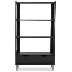 Baxton Studio Bookcases<Kalien 35.1'' W x 15.21'' D Bookshelf, Dark Brown (6467-STPL)