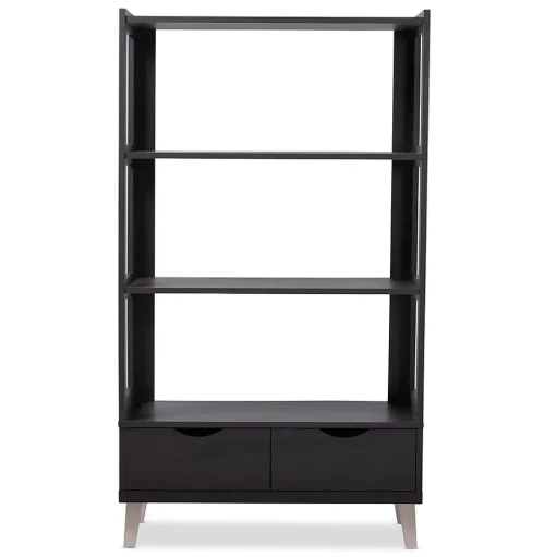 Baxton Studio Bookcases<Kalien 35.1'' W x 15.21'' D Bookshelf, Dark Brown (6467-STPL)