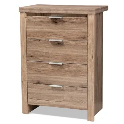 Baxton Studio Storage Cabinets<Laverne 38.19" High 4-Drawer Chest, Oak Brown (146-8296-HiT)